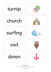 Picture / word matching cards<br/>[ur ow oi]<br/>(8 pairs)