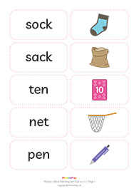 Picture / word matching cards<br/>Set 4 [ck e u r]<br/>(17 pairs)