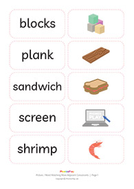 Picture / word matching cards<br/>More adjacent consonants<br/>(12 pairs)